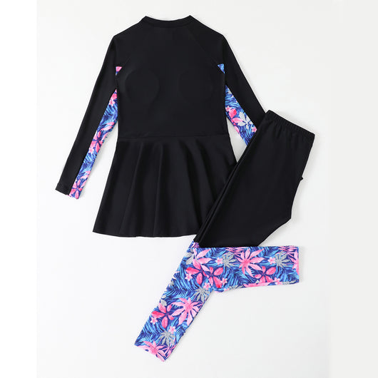 Traje de Baño Conservador de Dos Piezas con Mangas Largas para Niñas Talla M-L - Image 4