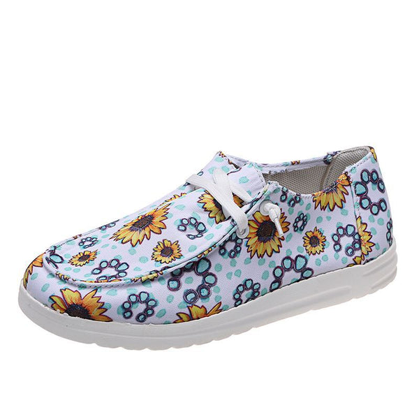 Mocasines Mujer con Estampado Girasol - Zapatos Canvas Cómodos sin Cordones - Image 9