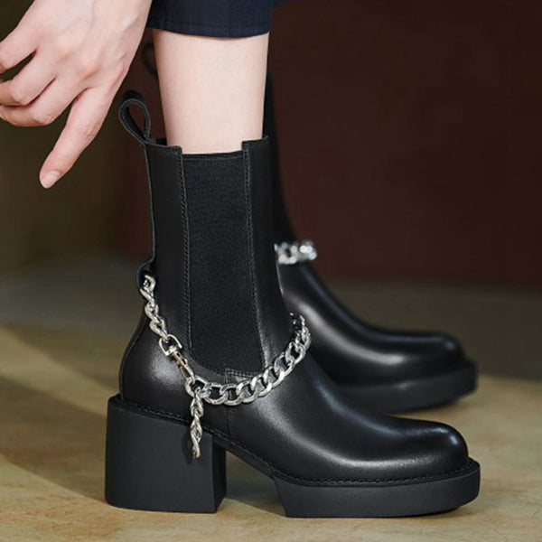 Botas Martin Casual de Suela Gruesa y Punta Redonda para Mujer