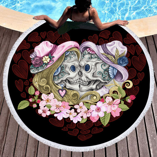 Toalla de Playa Redonda Calavera - Manta Multiusos Fibra Premium - Image 2