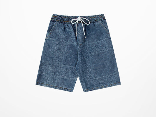 Pantalones Vaqueros Rectos Estampado Flor de Marañón - Shorts Deportivos Unisex Pierna Ancha - Image 4