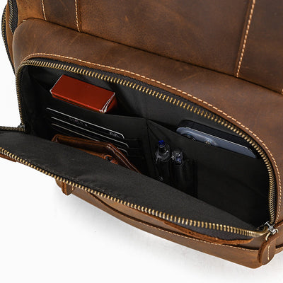 Mochila de Cuero Retro para Hombre - Gran Capacidad y Múltiples Bolsillos - Image 38