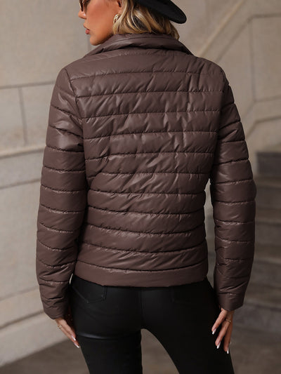 Chaqueta Casual de Cuello Alto en Algodón - Estilo Europeo y Americano para Mujer - Image 17