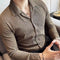 Camisa Manga Larga Cuello Cubano con Pliegues para Hombre