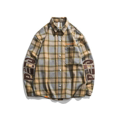 Camisa Abrigo Cuadros con Bordado y Combinación de Colores - Image 3