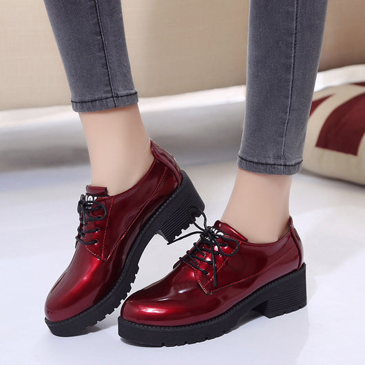 Zapatos Oxford Mocasines Mujer Cuero PU Brogues Vintage Cómodos