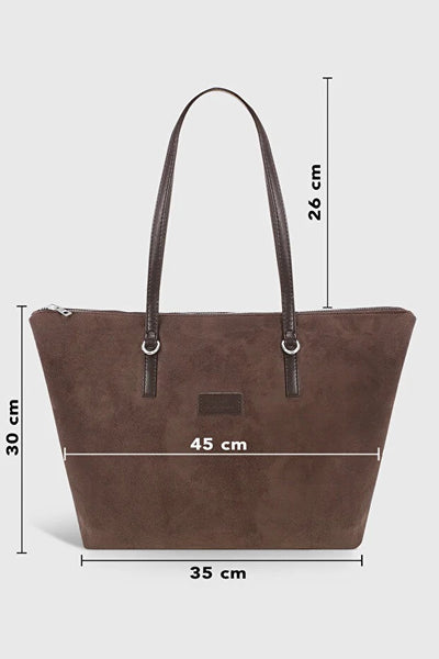 Bolso Shopper de Gamuza Marrón para Mujer - Image 7