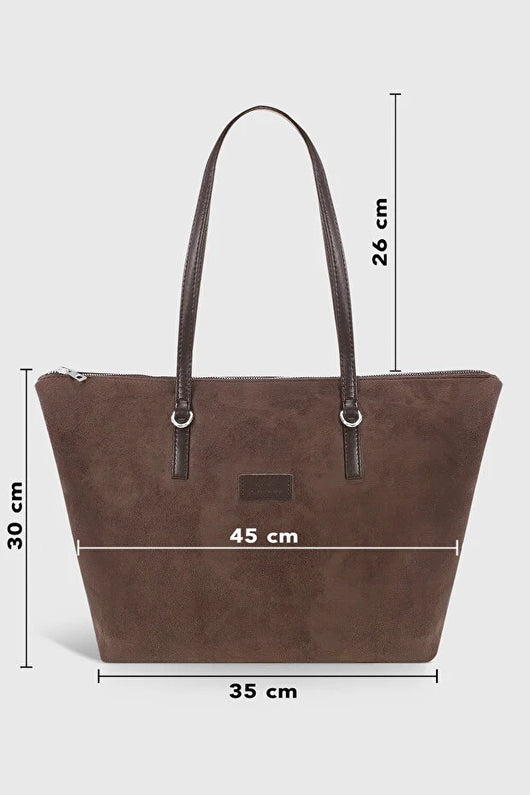 Bolso Shopper de Gamuza Marrón para Mujer - Image 7