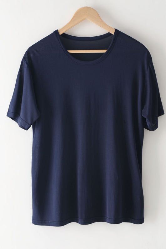 Camiseta de Seda Mulberry Suelta para Hombre - Cuello Redondo - Image 7