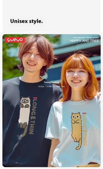 Camiseta Holgada Gato Naranja Tabby Primavera - Manga Corta Estilo Siam - Image 17