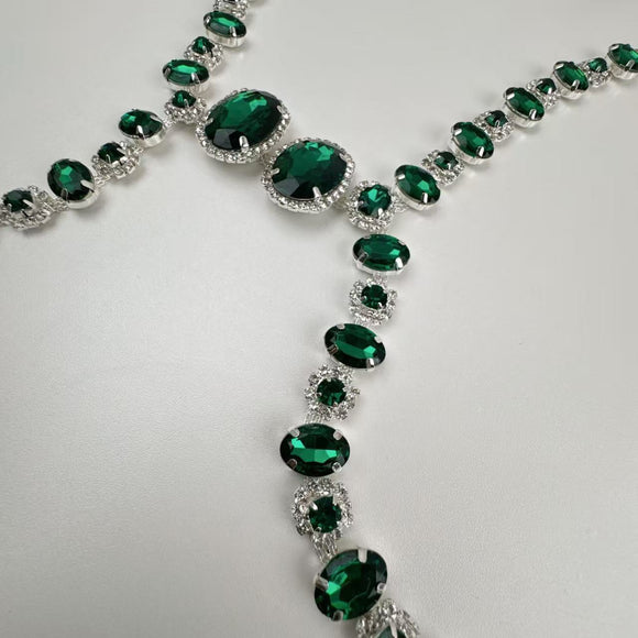 Cadena de Pecho Hip-hop Verde Diamante - Estilo Urbano Moderno
