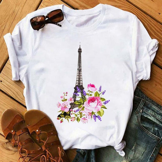 Blusa Romántica de Manga Corta para Mujer con Estampado I LOVET - Image 26