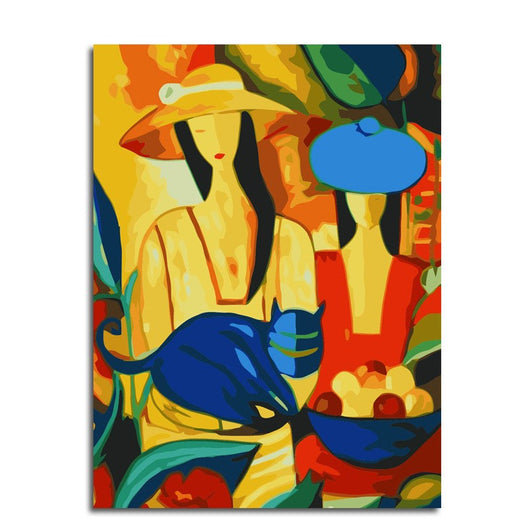 Kit de Pintura Digital Abstracta DIY - Mujer y Gato - Image 8