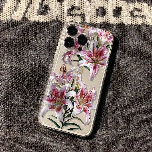 Funda Transparente TPU con Flores para Teléfono