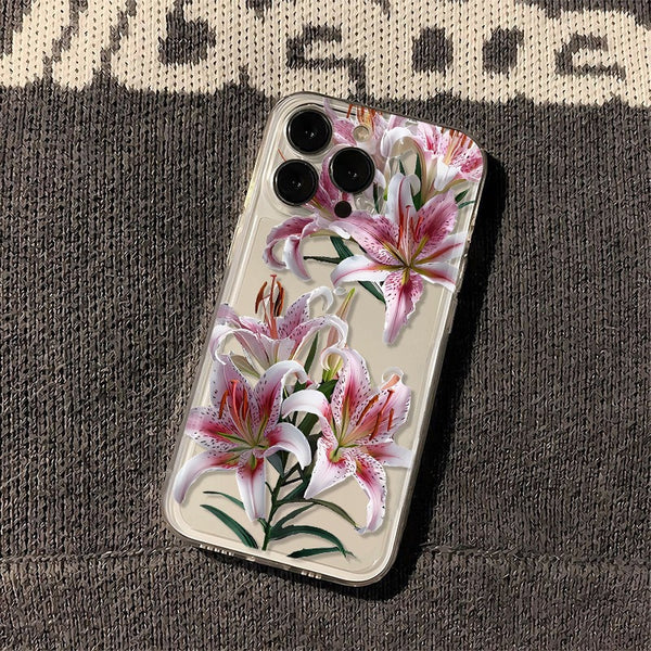 Funda Transparente TPU con Flores para Teléfono