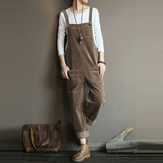 Pantalón Peto de Pana Liso para Mujer - Estilo Casual Versátil - Image 8