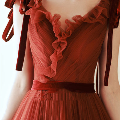 Vestido de Compromiso Rojo Elegante para Mujer - Image 9