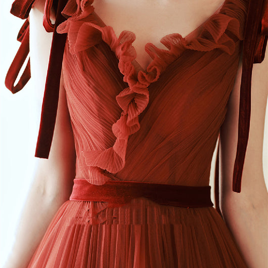 Vestido de Compromiso Rojo Elegante para Mujer - Image 9