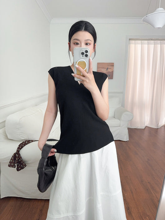 Traje Falda Blusa Sin Mangas Mujer Casual Elegante - Image 10