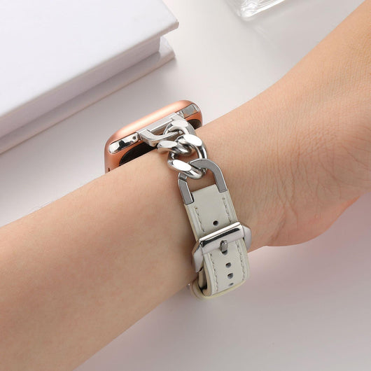 Correa Apple Watch Cuero y Acero Inoxidable con Cadena Denim - Image 3