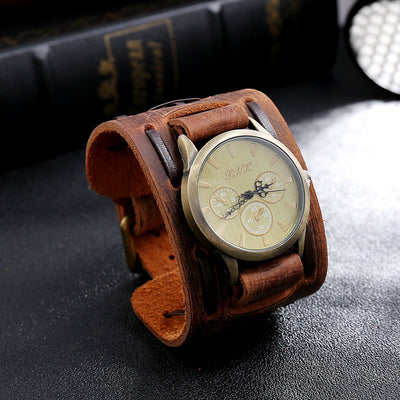 Reloj de Pulsera Vintage en Cuero Ancho para Hombre - Image 14