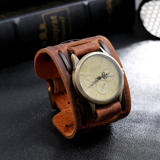 Reloj de Pulsera Vintage en Cuero Ancho para Hombre - Image 14