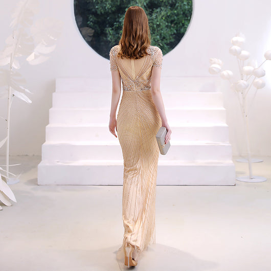 Vestido de Noche Champagne Gold Premium para Mujer - Image 4