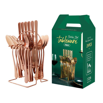 Juego de Cubiertos Dorados de Acero Inoxidable con Organizador - Servicio de Lujo - Image 17
