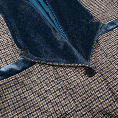 Abrigo de Lana a Cuadros Combinado para Mujer - Image 7