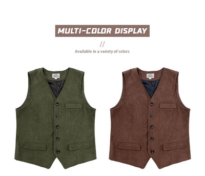 Chaleco de Pana para Hombre con Bolsillos de Patchwork y Chaqueta Exterior - Image 11