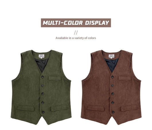 Chaleco de Pana para Hombre con Bolsillos de Patchwork y Chaqueta Exterior - Image 11