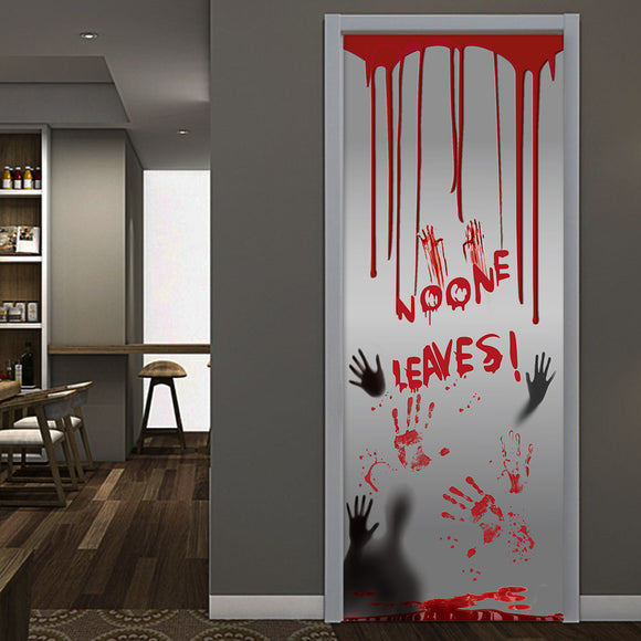 Adhesivo Decorativo Huella de Sangre y Fantasma para Puerta - Decoración Halloween