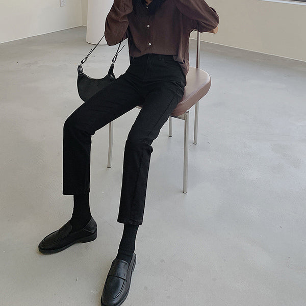 Pantalones Vaqueros Cintura Alta Slim Fit Negro para Mujer