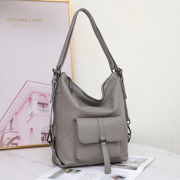 Bolso de Hombro Multifuncional en Cuero Genuino para Mujer