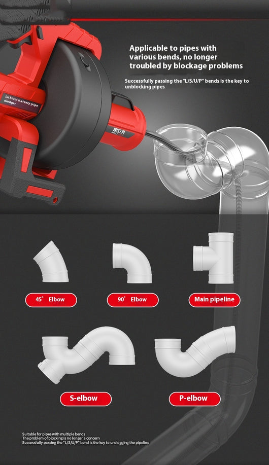 Desobstructor de Tuberías con Batería de Litio para Cocina y Baño - Image 10