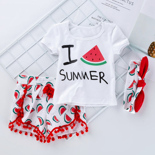 Conjunto de Playa para Niña: Playera y Shorts de Verano con Diadema - Image 11