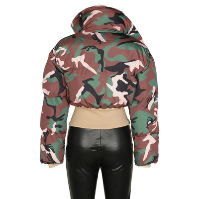 Chaqueta Corta de Algodón con Estampado Camuflaje Retro para Mujer - Image 18