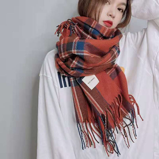 Bufanda Escocesa Retro para Mujer - Chal de Imitación Cashmira Invierno - Image 11