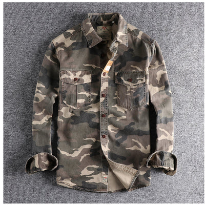 Camisa Overol Camuflado Lavado Clásico Manga Larga para Hombre - Image 8