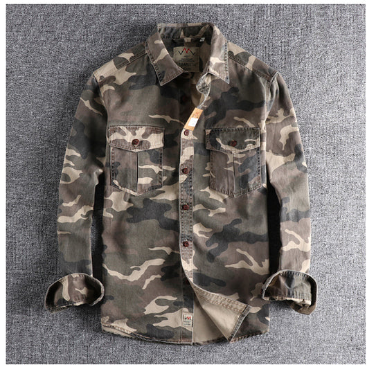 Camisa Overol Camuflado Lavado Clásico Manga Larga para Hombre - Image 8