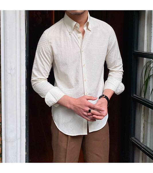Camisa Retro Transpirable Resistente a Arrugas Estilo Italiano - Image 2