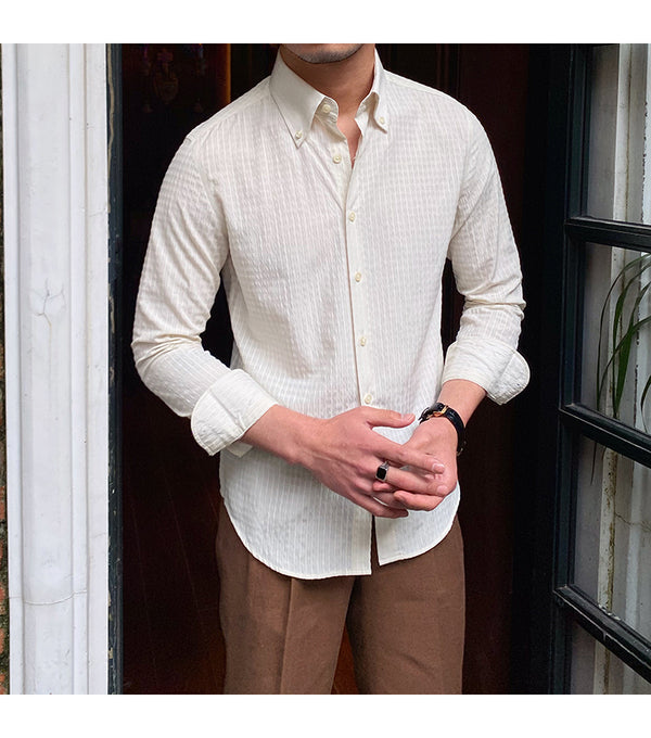 Camisa Retro Transpirable Resistente a Arrugas Estilo Italiano