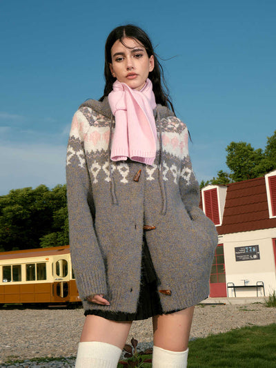 Cardigan Tejido con Capucha para Parejas - Suéter Grueso y Cálido - Image 5