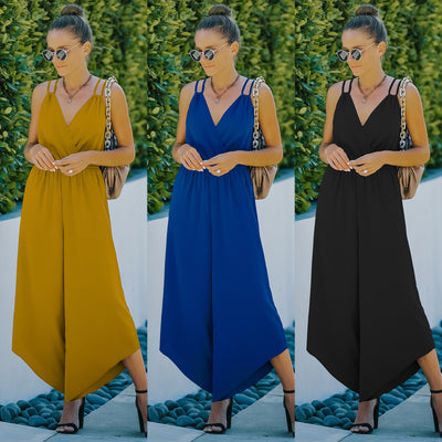 Jumpsuit Deportivo de Color Liso Estilo Europeo y Americano