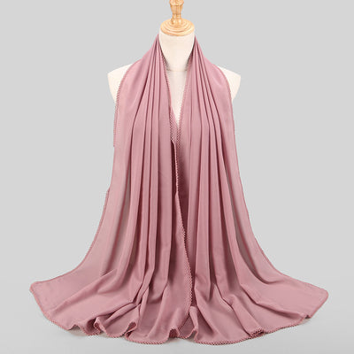 Pañuelo Elegante de Encaje Monocromático y Gasa Perlada para Mujer - Image 25