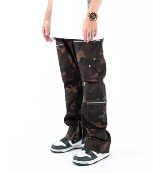 Pantalones Acampanados Camuflaje Retro con Bolsillos Cremallera - Estilo Street Unisex - Image 7