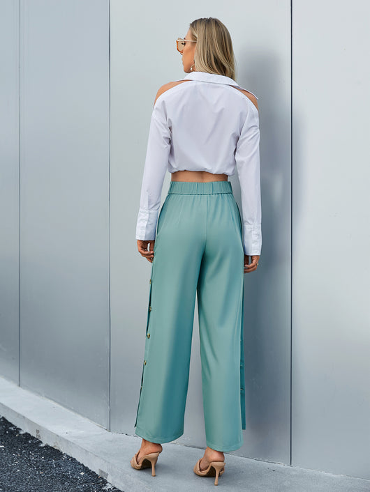 Pantalones de Cintura Alta Rectos y Anchos - Estilo Europeo y Americano - Image 3