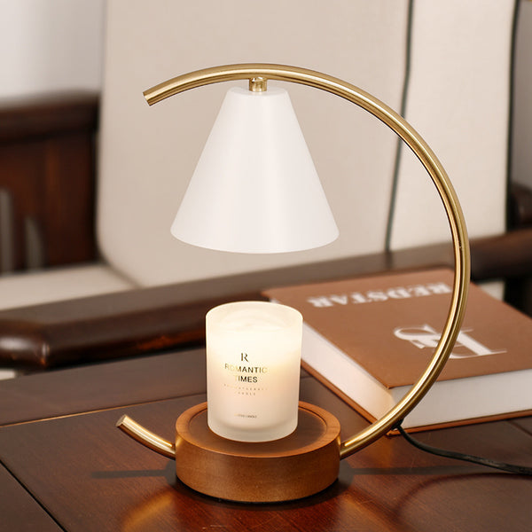 Lámpara Vela con Base de Madera para Dormitorio