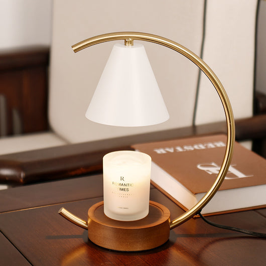 Lámpara Vela con Base de Madera para Dormitorio