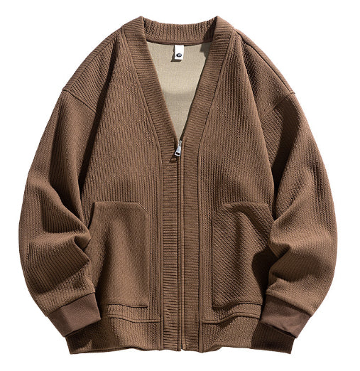 Cardigan Tipo Chaqueta Talla Grande para Hombre - Cierre de Cremallera - Image 11